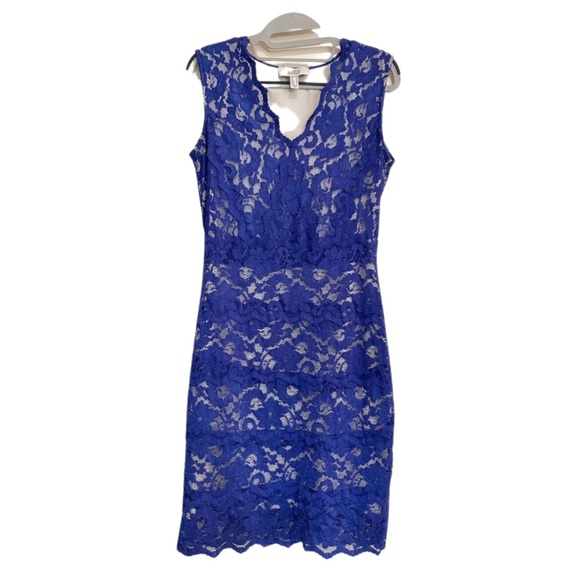 Badgley Mischka Dresses & Skirts - Belle Badgley Mischka Blue Lace Cocktail Dress Size 6